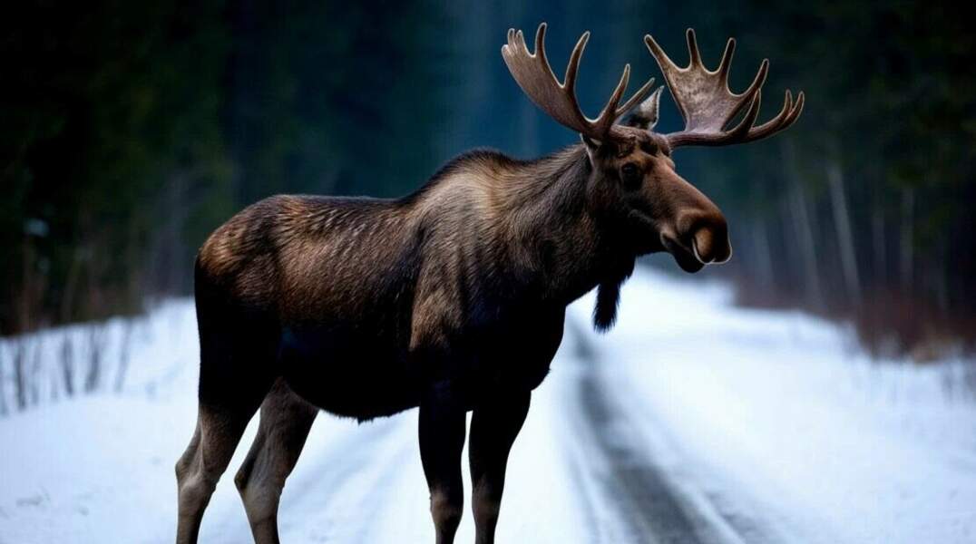 ​На трассе в Прикамье автомобиль сбил лося — водитель и животное погибли