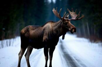 ​На трассе в Прикамье автомобиль сбил лося — водитель и животное погибли