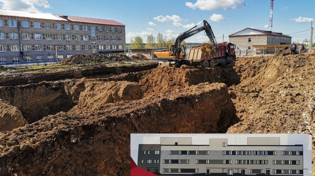 В Октябрьском началось строительство нового лечебного корпуса на 55 коек