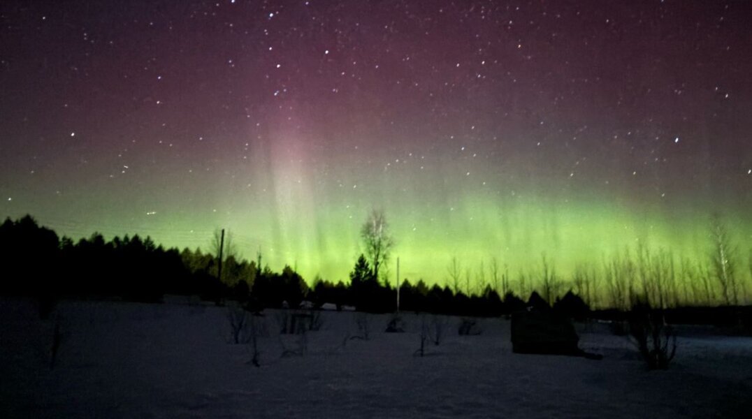 ​Жители Прикамья наблюдали северное сияние над Очерским округом