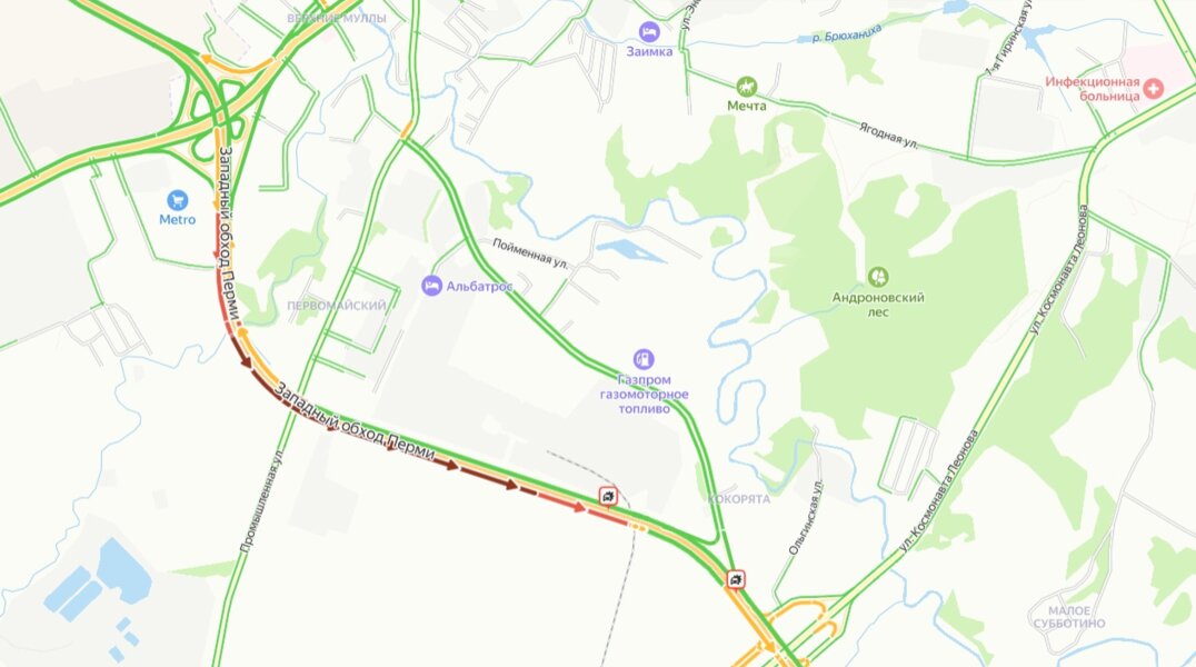 Пермяки встали в огромную пробку на Западном обходе