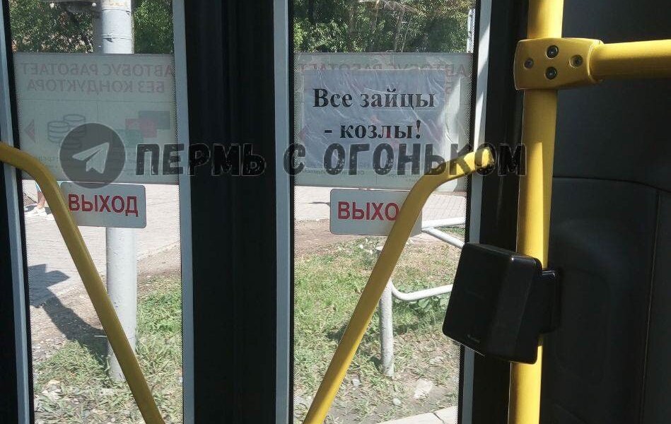 В Пермском автобусе безбилетных пассажиров назвали козлами