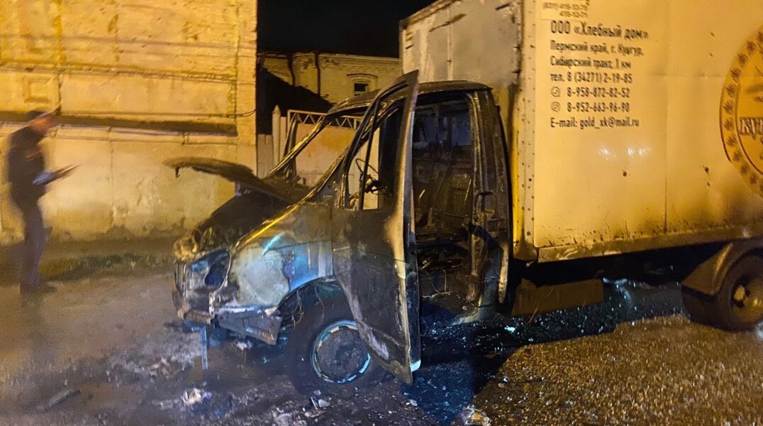 В Кунгуре во время движения загорелась Газель