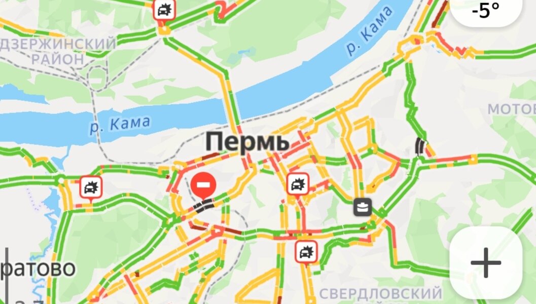 Пробки в Перми с утра достигли 9 баллов