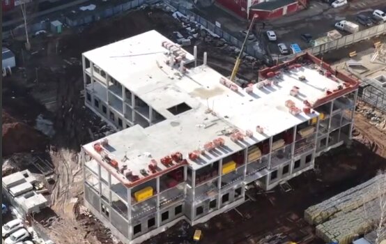 В Перми завершили возведение каркаса здания детской поликлиники на Шмидта