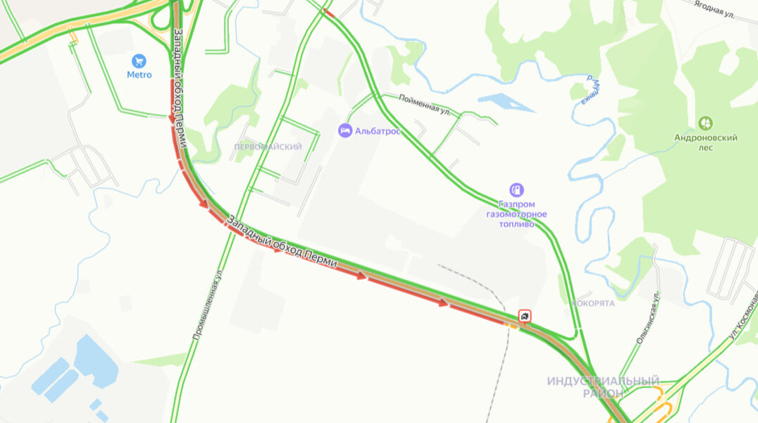 Западный обход Перми встал в огромную пробку из-за ДТП