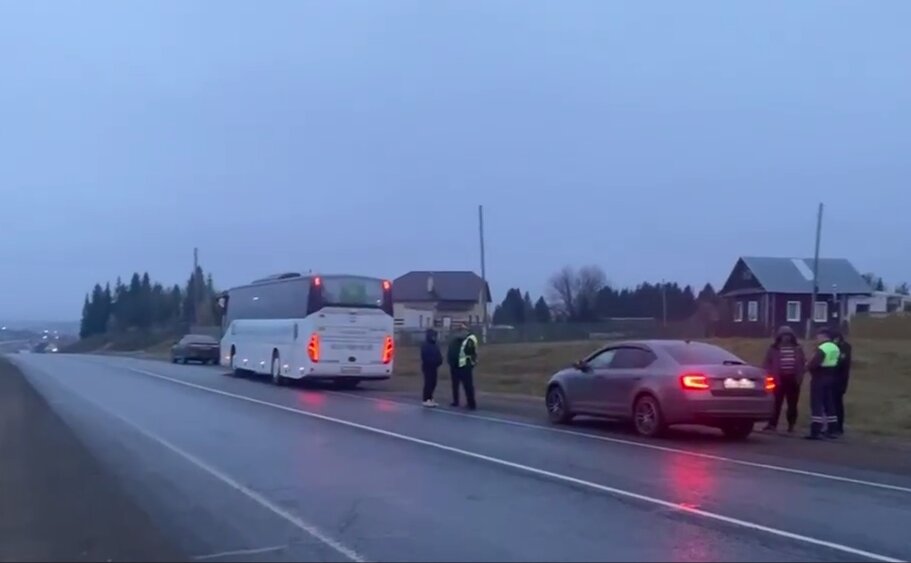 На трассе в Пермском крае автобус насмерть сбил пешехода