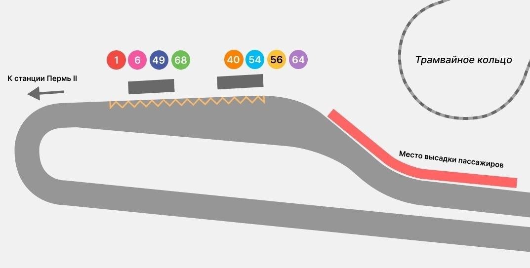 На Перми-2 изменились места остановки автобусов и расположение павильонов