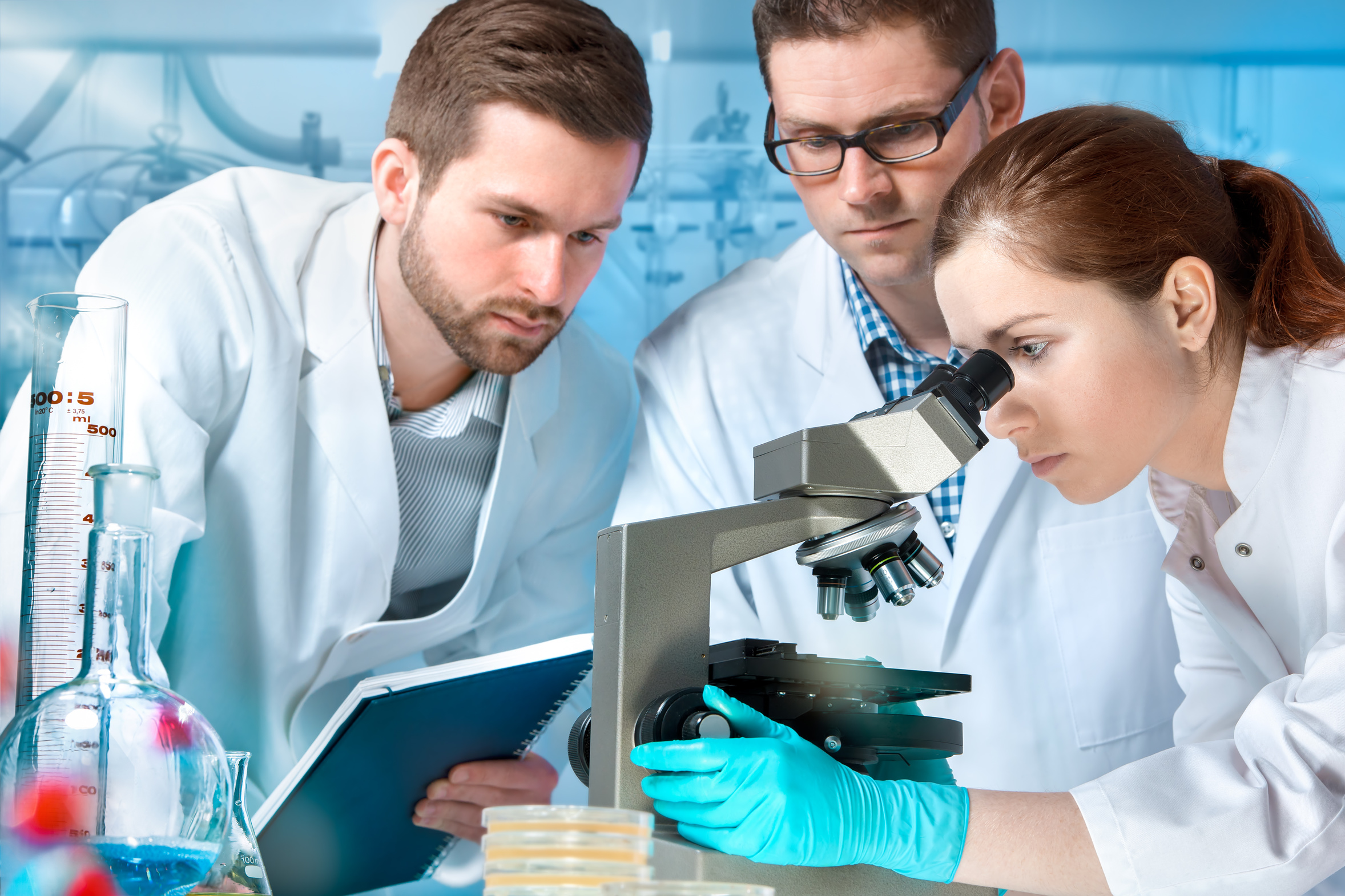 group of scientists working at the laboratory