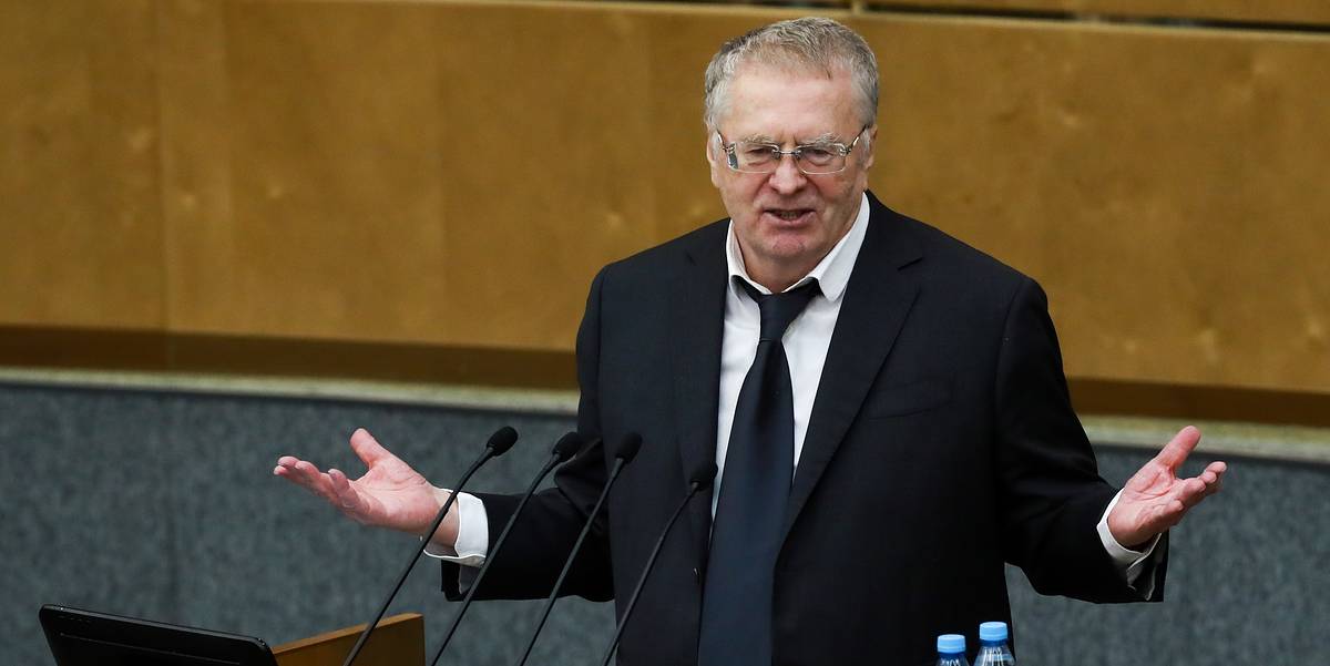 MOSCOW, RUSSIA MARCH 27, 2018: Russian Liberal Democratic Party leader Vladimir Zhirinovsky at a plenary meeting of the State Duma, Lower House of the Russian Parliament. Sergei Fadeichev/TASS
Ðîññèÿ. Ìîñêâà. 27 ìàðòà 2018. Ëèäåð ËÄÏÐ, ÷ëåí êîìèòåòà Ãîñäóìû ÐÔ ïî îáîðîíå Âëàäèìèð Æèðèíîâñêèé íà ïëåíàðíîì çàñåäàíèè Ãîñóäàðñòâåííîé äóìû ÐÔ. Ñåðãåé Ôàäåè÷åâ/ÒÀÑÑ
